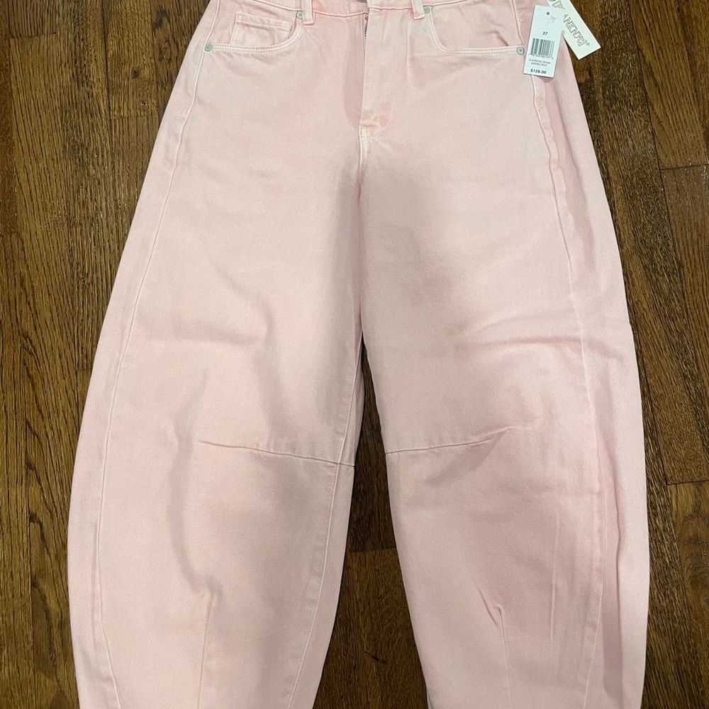 Women's BLANKNYC overdyed denim barrel pant in pink